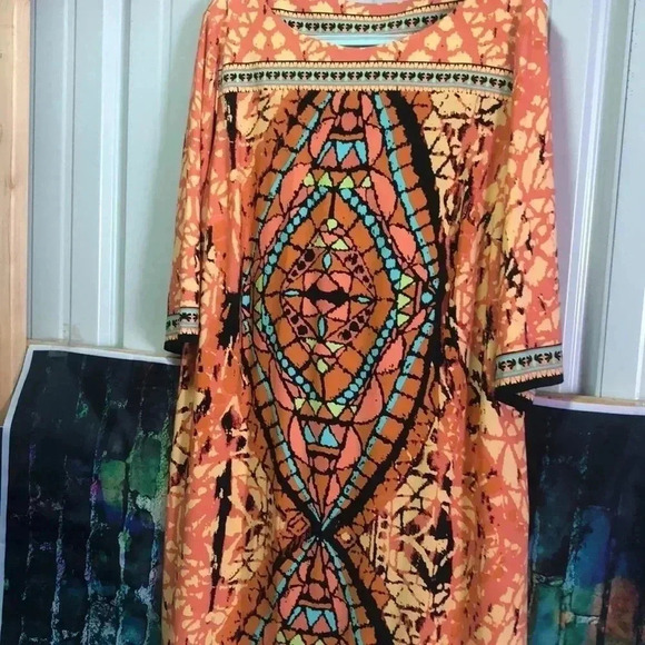 Beige by eci dress multi colored 2X by measurements plus size - Picture 2 of 12